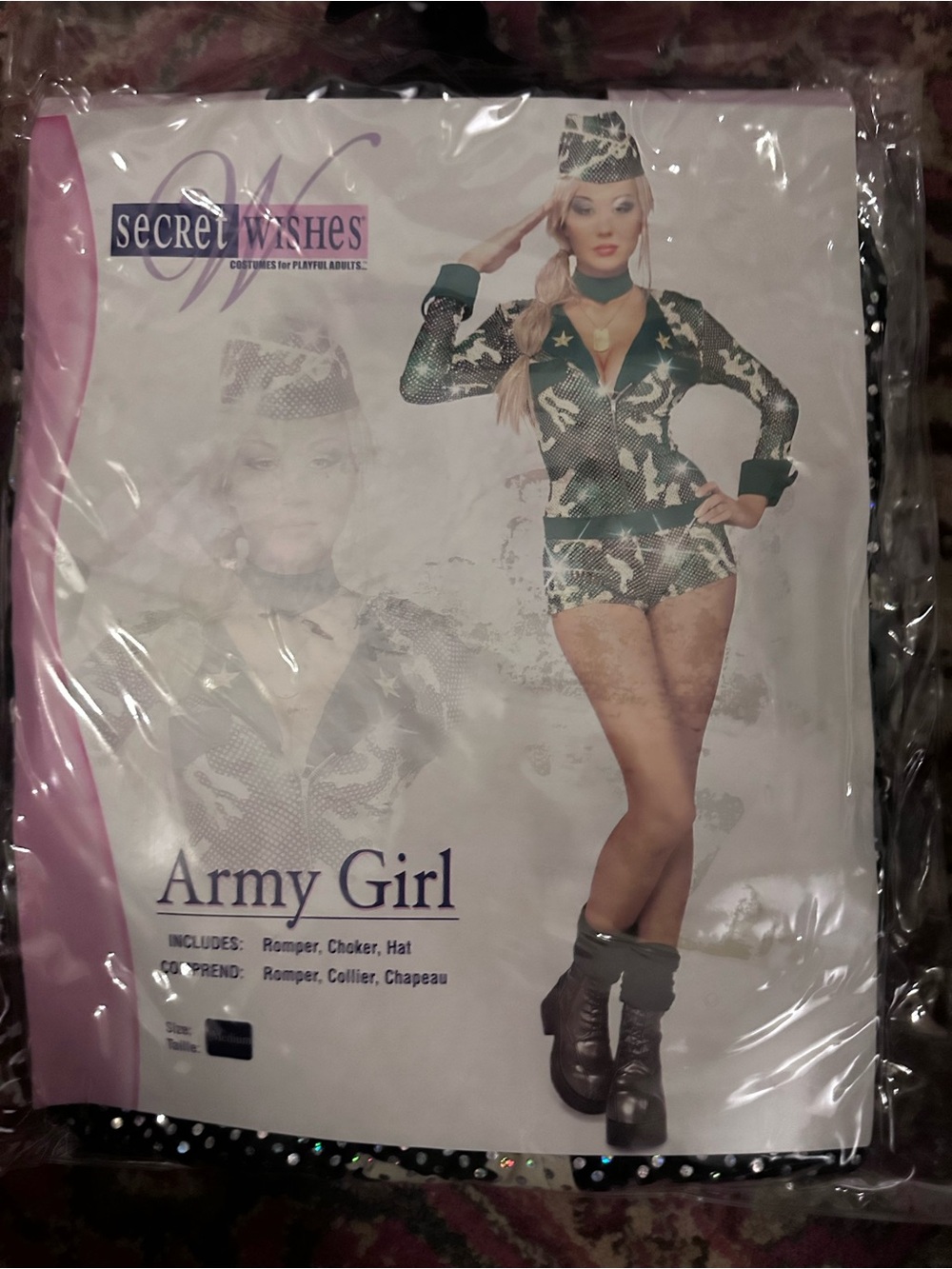 Secret Wishes Army Girl Camo Romper - Green